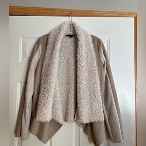 New women’s INC faux suede and faux fur open front cardigan sweater jacket.Small
